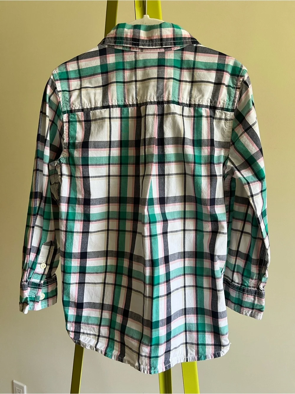 Gymboree Youth size 4 Green, Pink & Navy Plaid Button-Down Shirt 100% Cotton